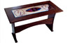Scrivania in legno massello con cristallo dipinto a mano, misure: cm.65 X 1.50 X H 76    COD.  029